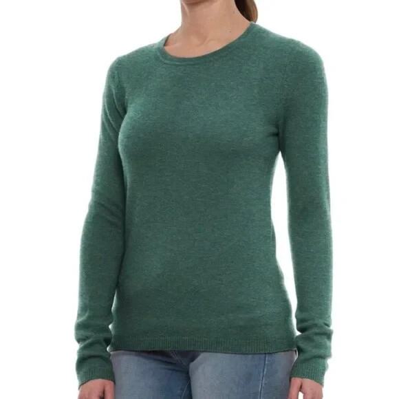 Tahari Sweaters - Tahari Pure Luxe 100% Cashmere Sweater Green Heather Crewneck Women’s XS